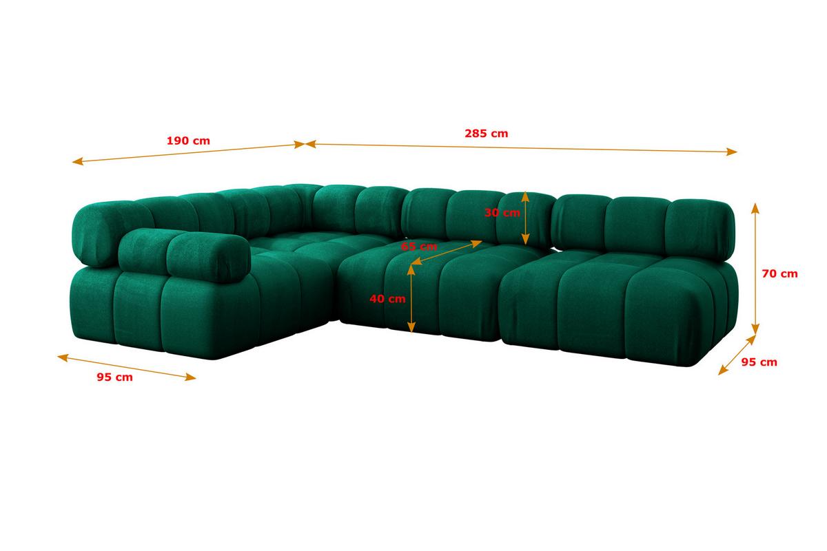 ECKSOFA modulares Sofa Mende-L2 - 285x190x70 cm Dunkelgrün Velours - Dunkelgrün, Holzwerkstoff/Textil (285/190cm) - ALTDECOR