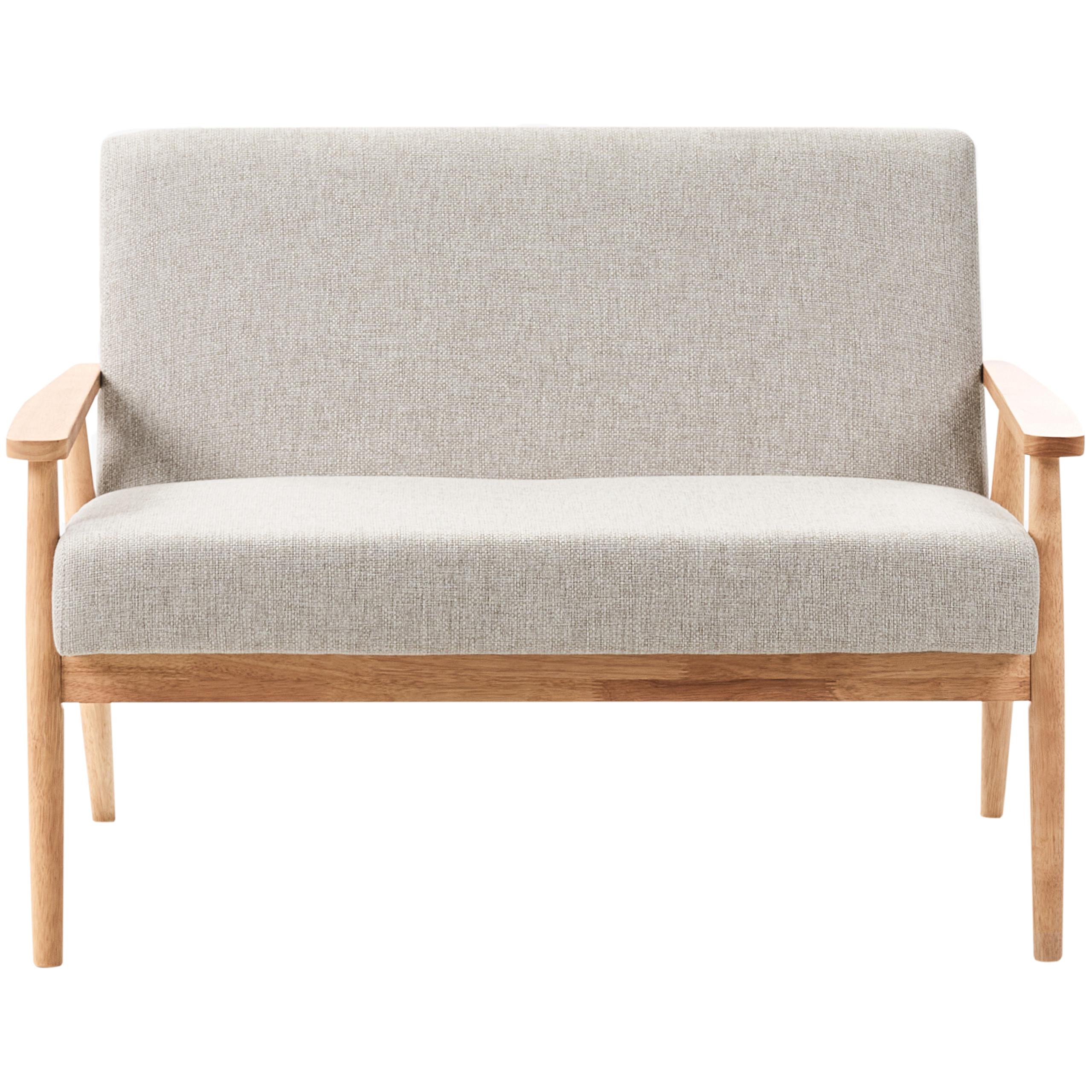 SOFA 2-Sitzer Hellbraun/Grau Esrum - Hellbraun/Grau, Holz/Textil (111/79/72cm) - Beliani