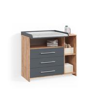 WICKELKOMMODE Torino Anthrazit/Sonoma mit Schubladen - Anthrazit/Sonoma Eiche, Holzwerkstoff (113/100/53cm) - Livinity®