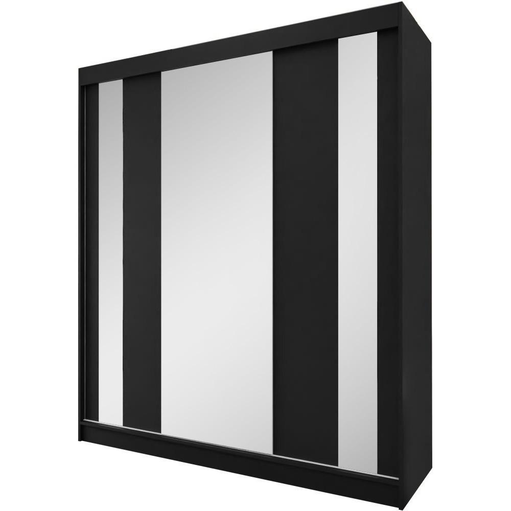 SCHWEBETÜRENSCHRANK Gaja 180/216/61 schwarz mit Spiegel - Schwarz, Holzwerkstoff (180/216/61cm) - Beautysofa