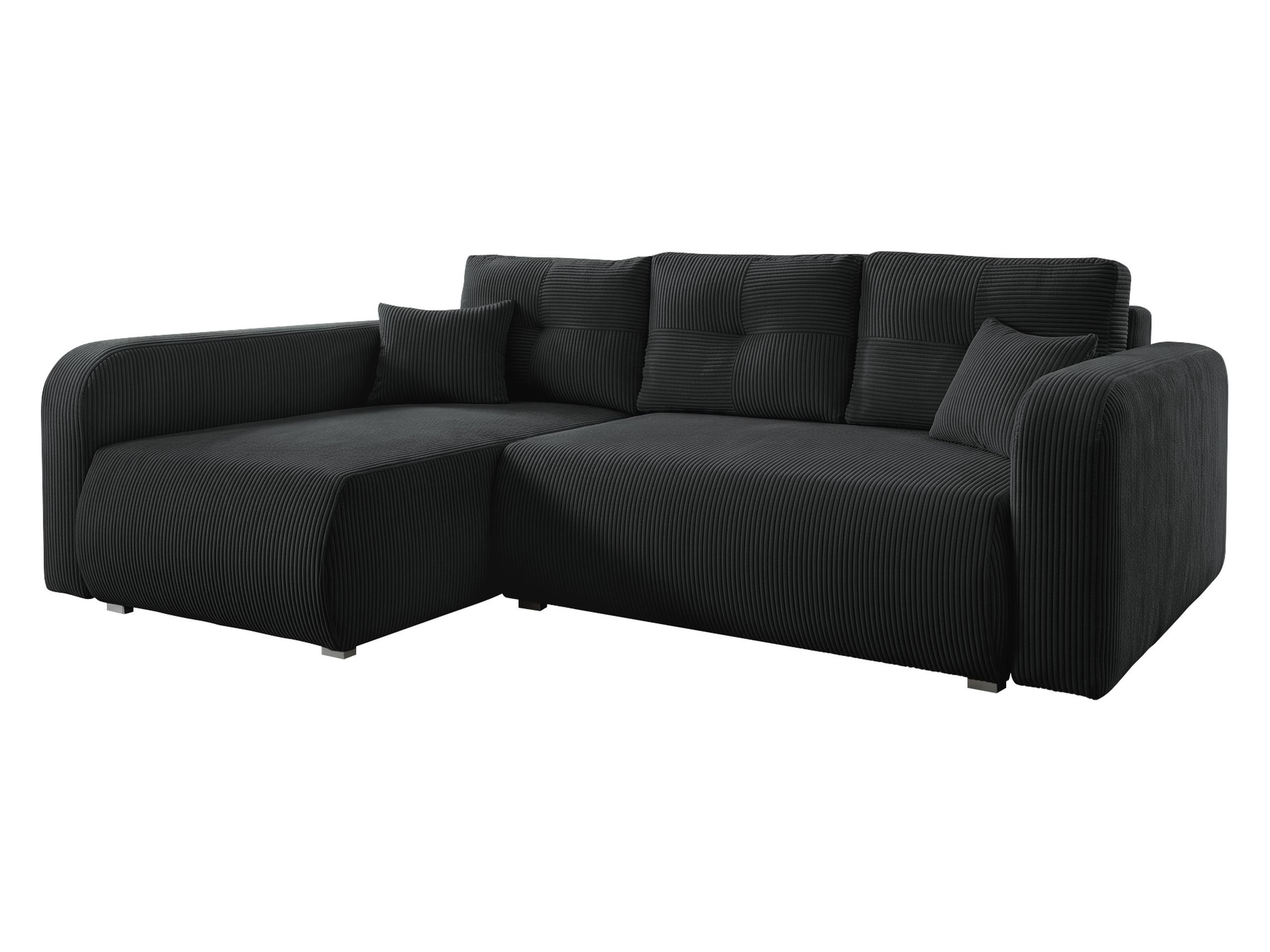 ECKSOFA Viena Cord, Seite: Links - Silberfarben/Schwarz, Holz/Kunststoff (234/145cm) - MIRJAN24