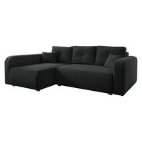 ECKSOFA Viena Cord, Seite: Links - Silberfarben/Schwarz, Holz/Kunststoff (234/145cm) - MIRJAN24