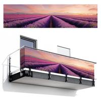 BALKON-SICHTSCHUTZ Lavendelfeld - Sonnenuntergang - Lila - Blumen Deko XXL 500x130 cm - Violett, Kunststoff (500/130cm) - MuchoWow