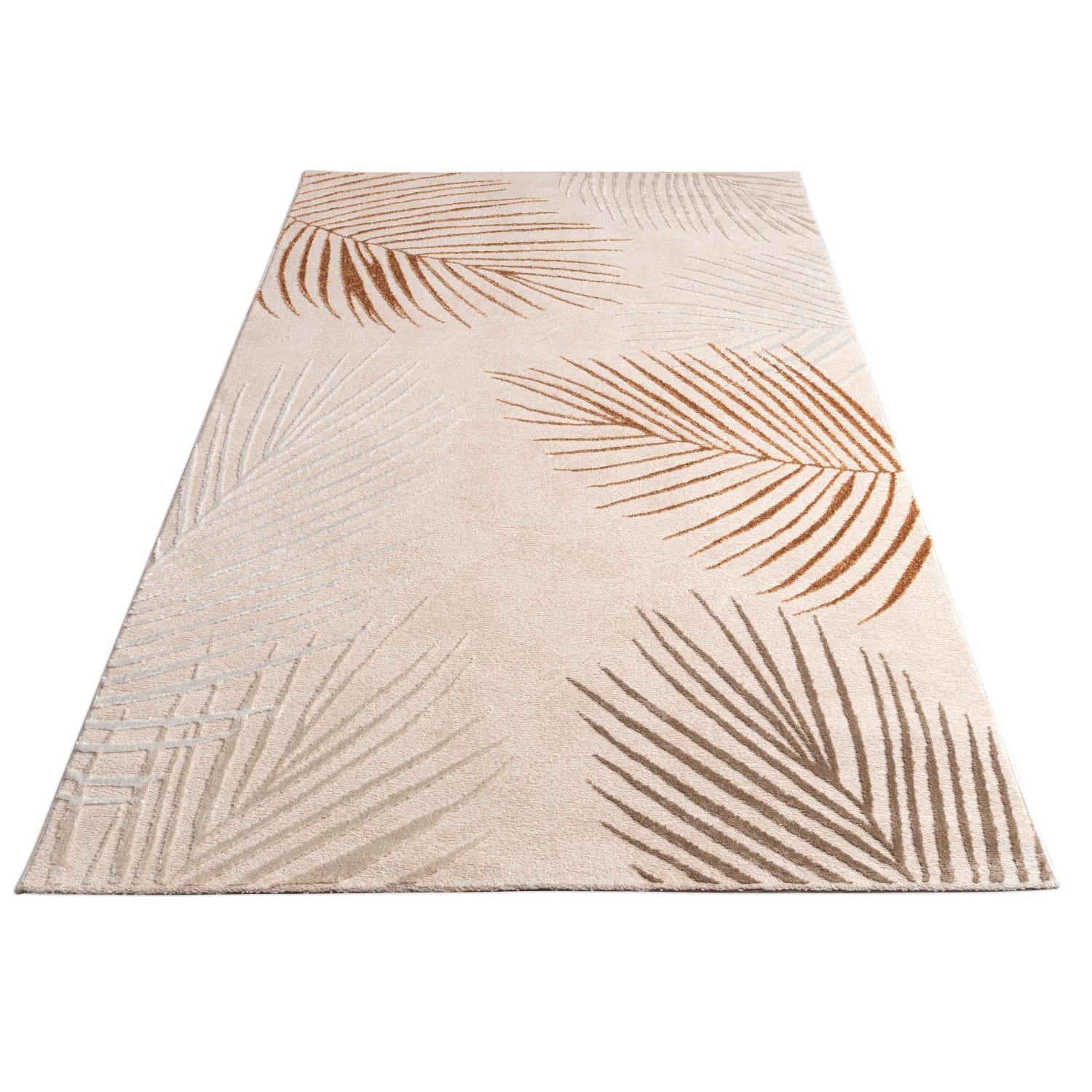 KURZFLORTEPPICH, mit Blätter-Motiv, Beige, 240 x 340 cm - Beige, Textil (340/240cm) - KADIMA DESIGN