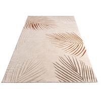 KURZFLORTEPPICH, mit Blätter-Motiv, Beige, 120 x 160 cm - Beige, Textil (160/120cm) - KADIMA DESIGN