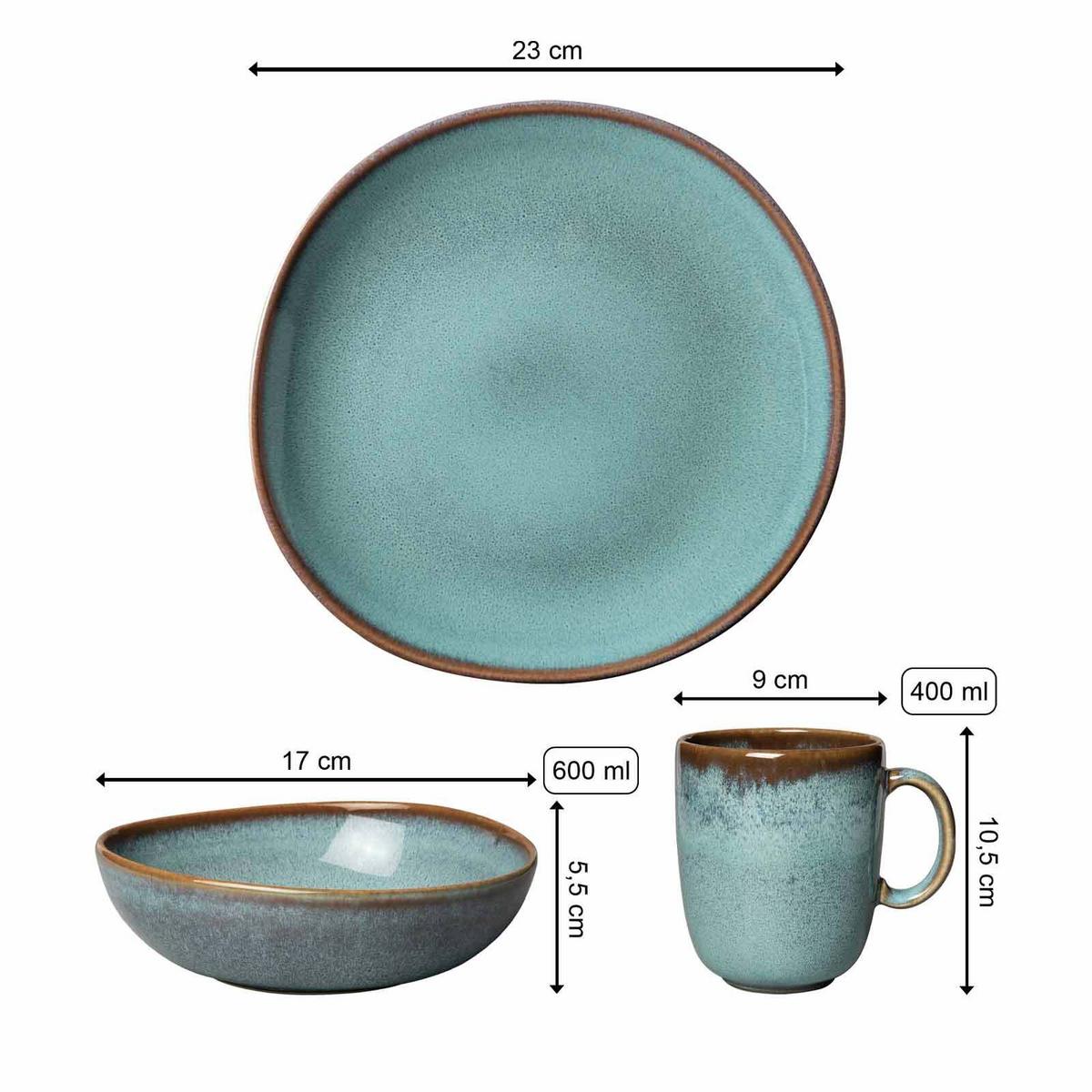 FRÜHSTÜCKS-SET Lave Glacé 6-tlg. - Türkis, Keramik (28/22/38cm) - like.Villeroy & Boch