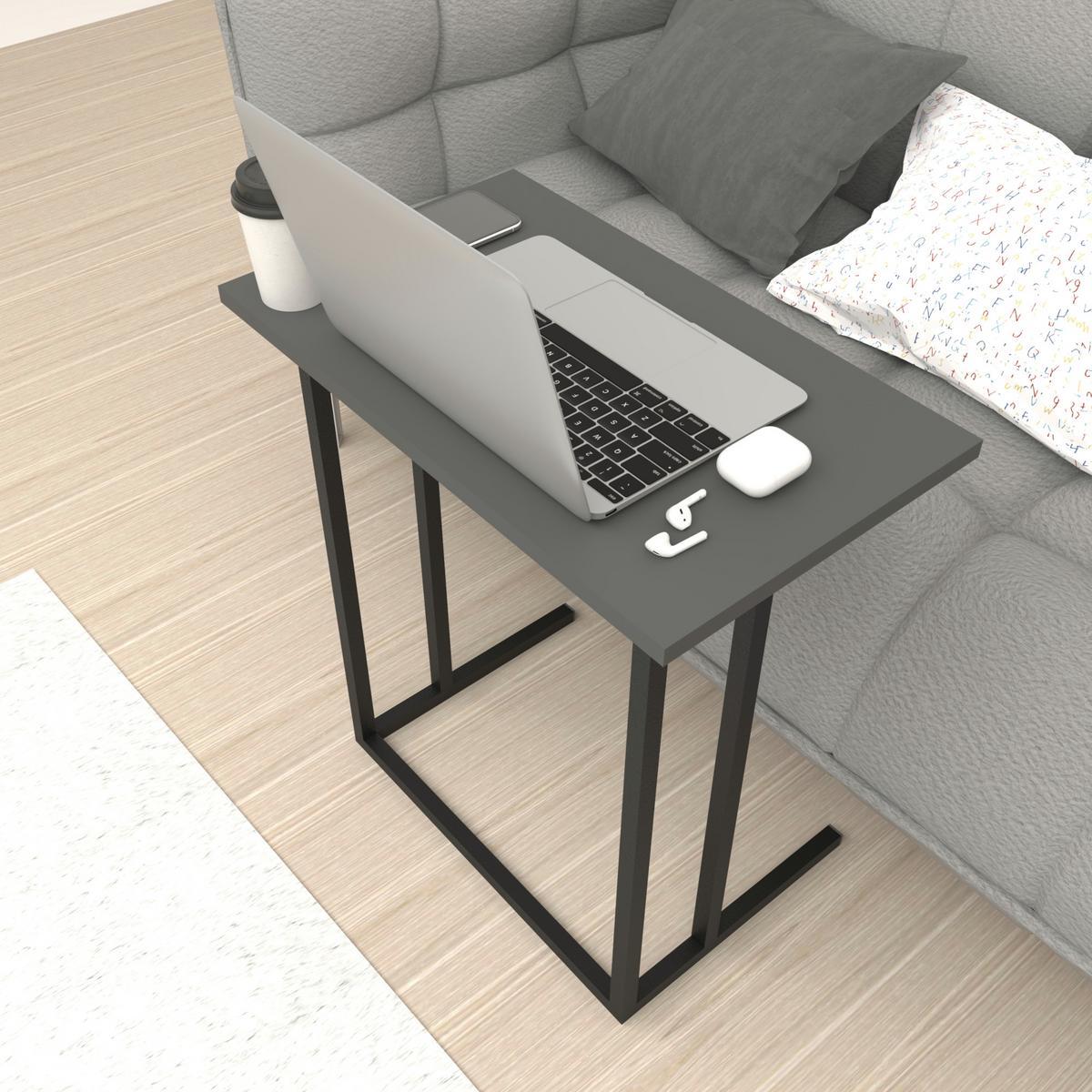LAPTOPTISCH Högsby - Anthrazit, Holzwerkstoff (36/60/66cm) - [en.casa]