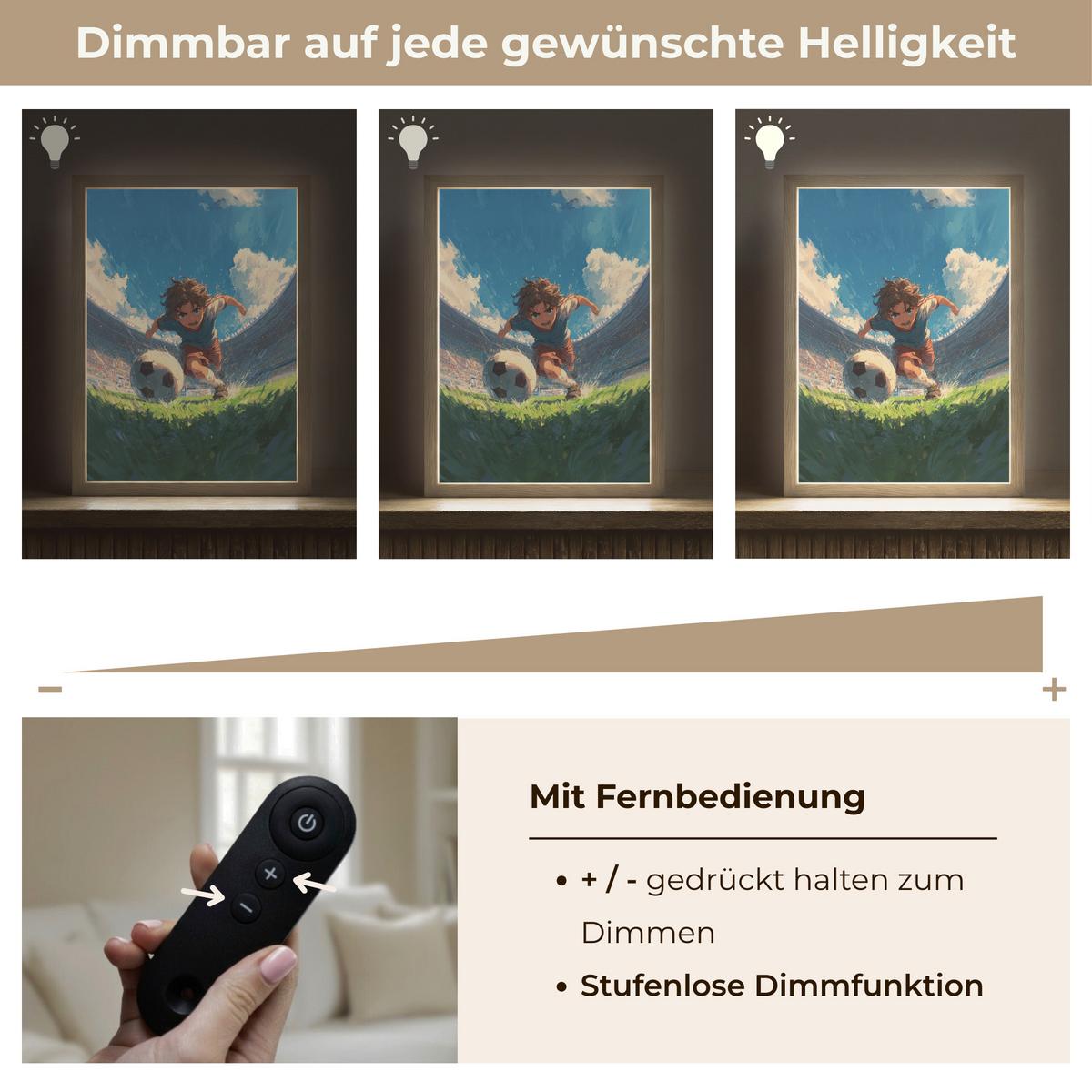 NACHTTISCHLAMPE MIT AKKU Stadion - Fußballer - Ball 30x40 cm - Blau, Holzwerkstoff (8/30/40cm) - OnlyWow
