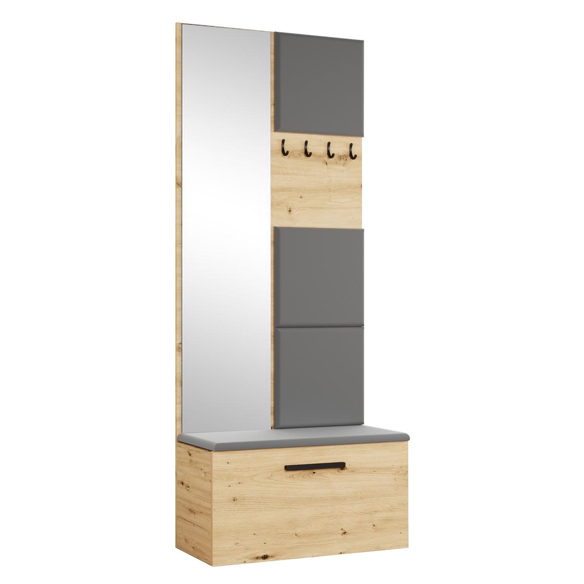 GARDEROBENSCHRANK MODULO 160,6/204/40 cm Modern Garderobe-Set Eiche Artisan - Eiche Artisan/Grau, Holzwerkstoff (160.6/204/40cm) - MASSENO