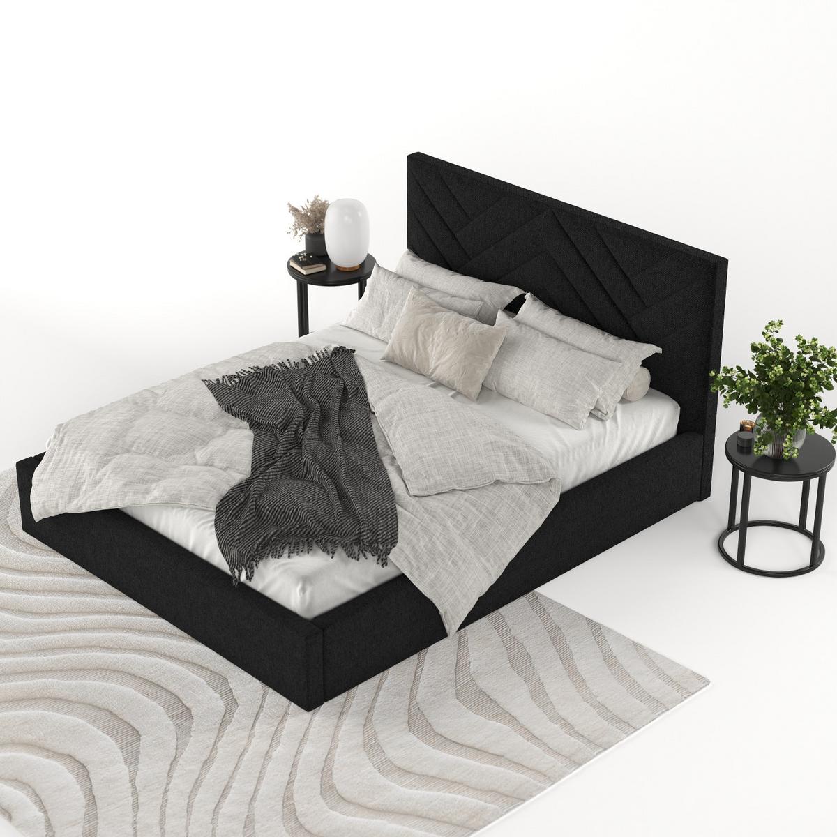 POLSTERBETT Arco 160/200 cm Schwarz im Inari Stoff - Schwarz/Naturfarben, Holz/Holzwerkstoff (160/200cm) - AltaBeds