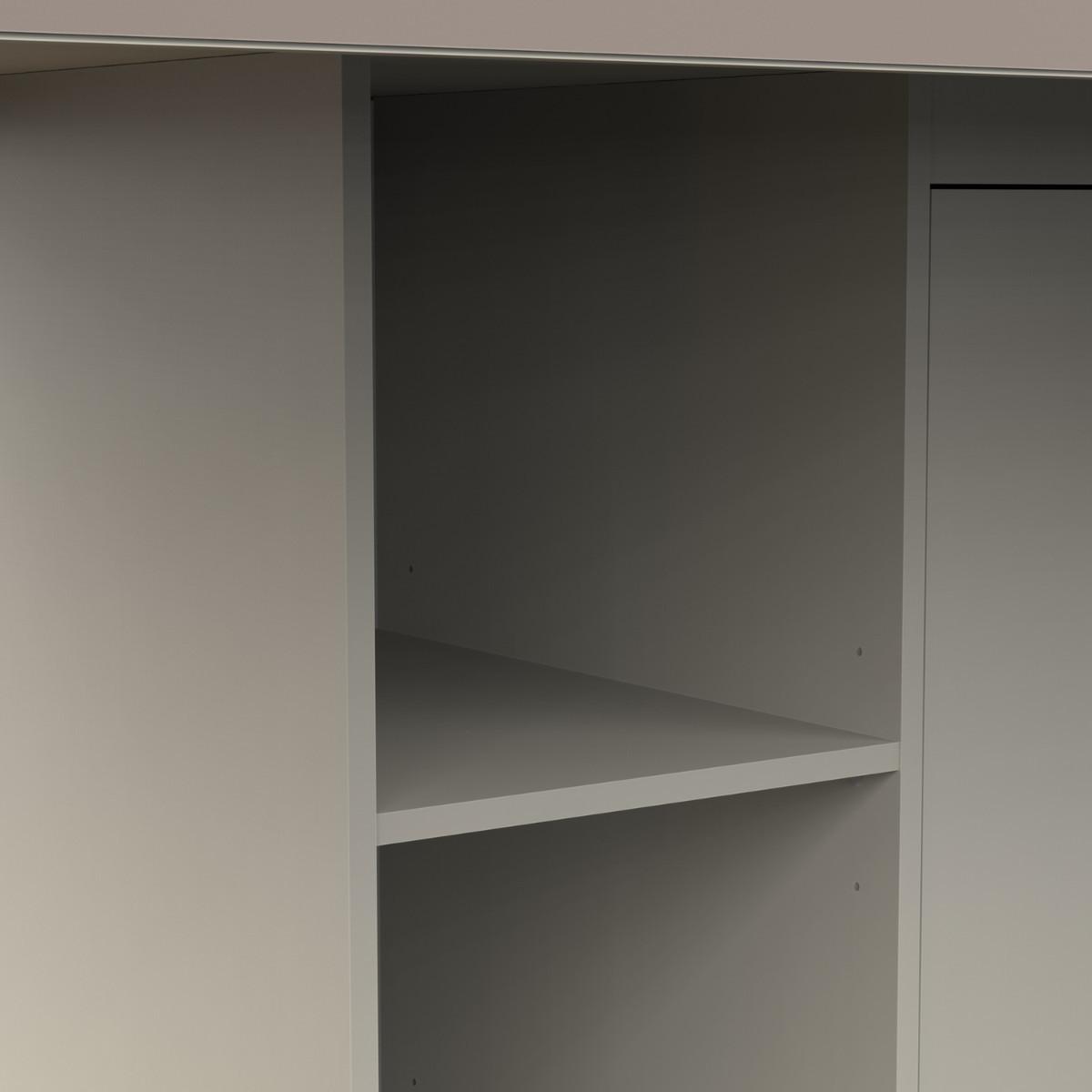 HOCHBETT mit schreibtisch und kleiderschrank - camillia 205,9/104,1/183 cm - Eichefarben/Grau, Holzwerkstoff - Calicosy