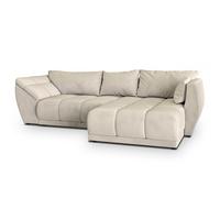 ECKSOFA ORENTI R-S Creme Velours-Stoff mit Schlaffunktion - Creme, Holz (287/182cm) - MASSENO