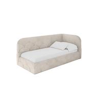 EINZELLBETT Jugendbett mit Bettkasten, Links - ELRY 80x200 Beige - Ecru, Holzwerkstoff/Textil (80/200cm) - ALTDECOR