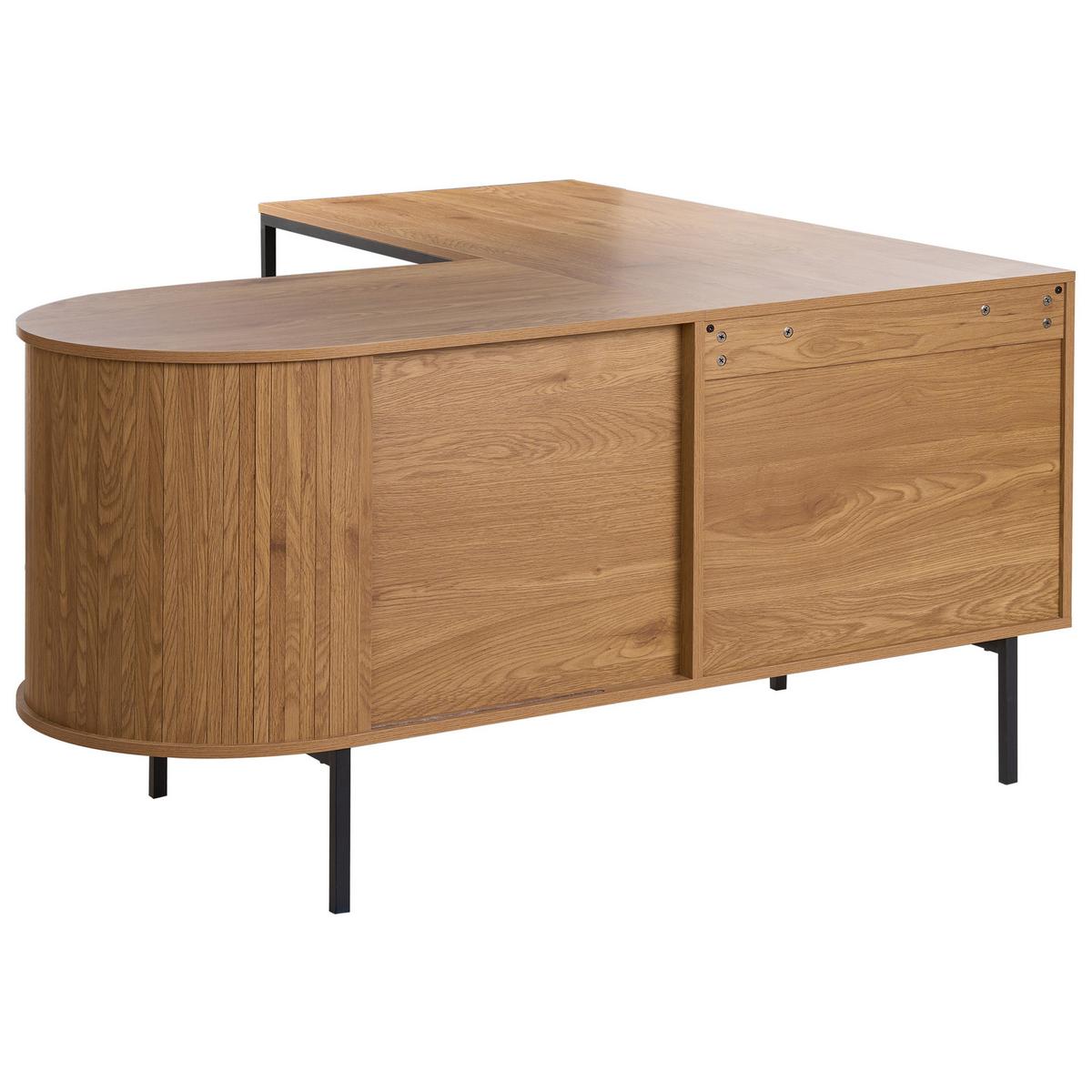 ECKSCHREIBTISCH 140/140 cm Hellbraun Solari - Hellbraun/Schwarz, Holzwerkstoff/Metall (140/140/72cm) - Beliani