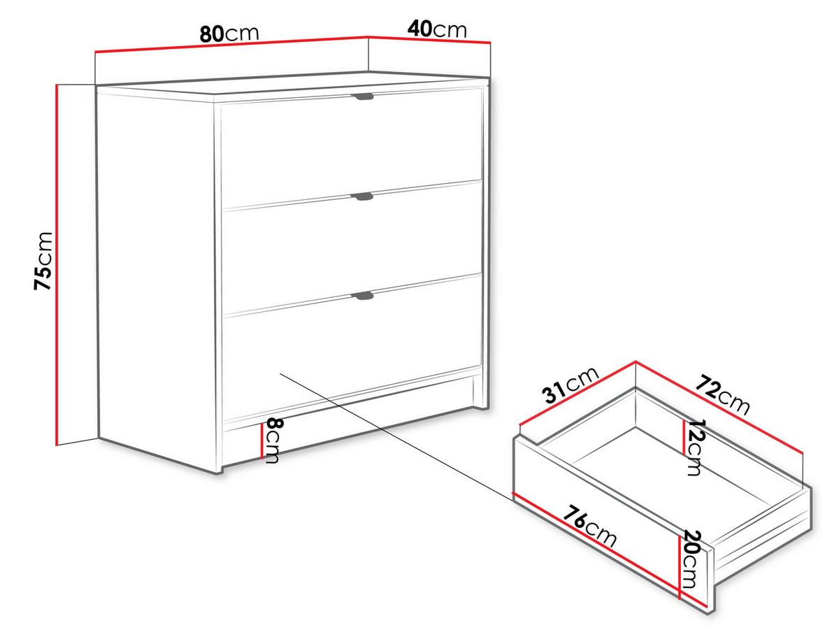 KOMMODE Tireno - Goldfarben/Weiß, Holzwerkstoff/Metall (80/75/40cm) - MIRJAN24