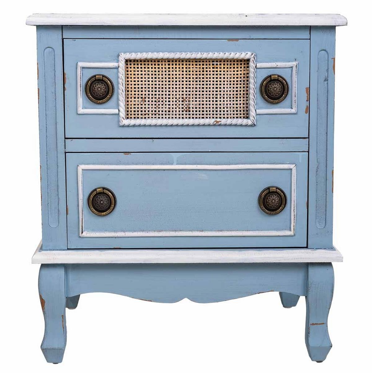 NACHTTISCH aus Holz, blau, 50x36x57cm - Blau, Holz (50/56.5/36cm) - Wanderlust