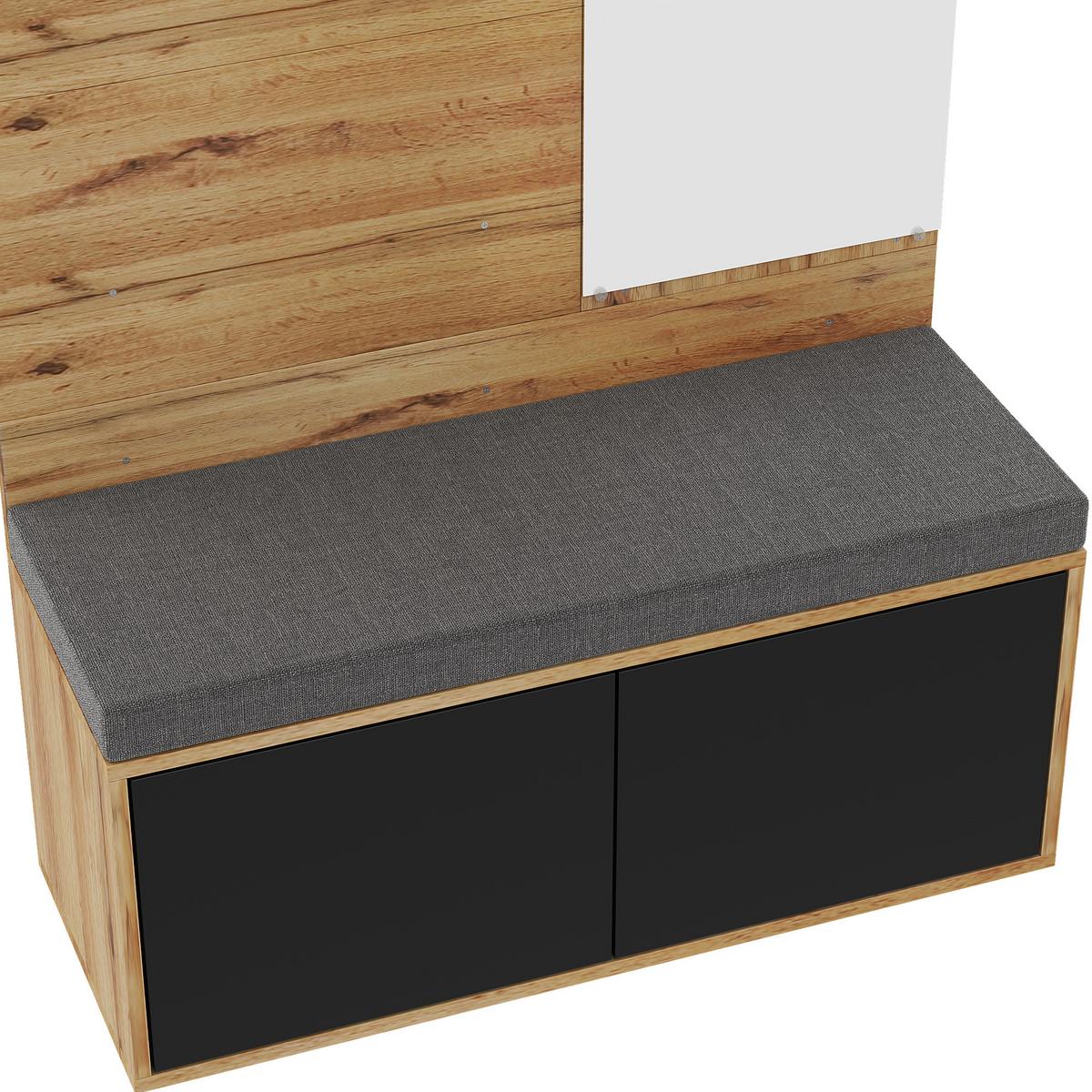 GARDEROBEN-SETS Flurgarderobe Holzoptik mit Spiegel & Sitzbank Kompaktgarderobe 100×190 cm - Sonoma Eiche, Holzwerkstoff (100/190/38cm) - Urban Meuble