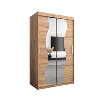 SCHWEBETÜRENSCHRANK 200/120/62 2-türig - Silberfarben/Eiche Artisan, Holz/Kunststoff (120/200/62cm) - MÖBEL KRYSPOL