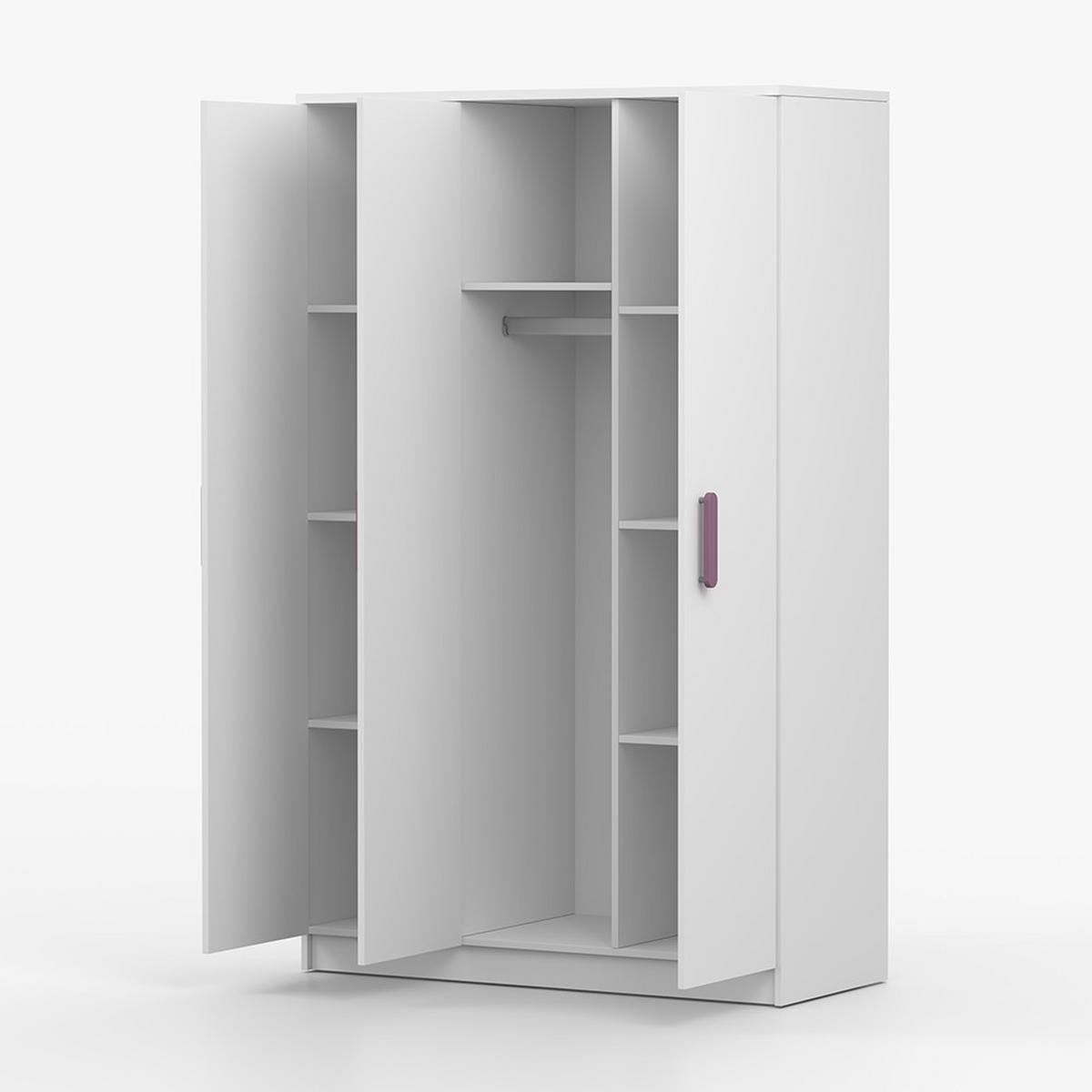 KLEIDERSCHRANK Jonas I 2D 19, 120/192/50, 3-türig, weiß - Weiß, Holzwerkstoff (120/194/50cm) - imoebel24