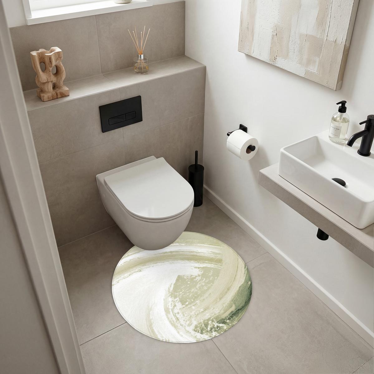 BADEMATTE Abstrakt - Pinselstriche - Wellen - Grün Badvorleger 70x70 cm - Mintgrün, Textil (70/70cm) - OnlyWow