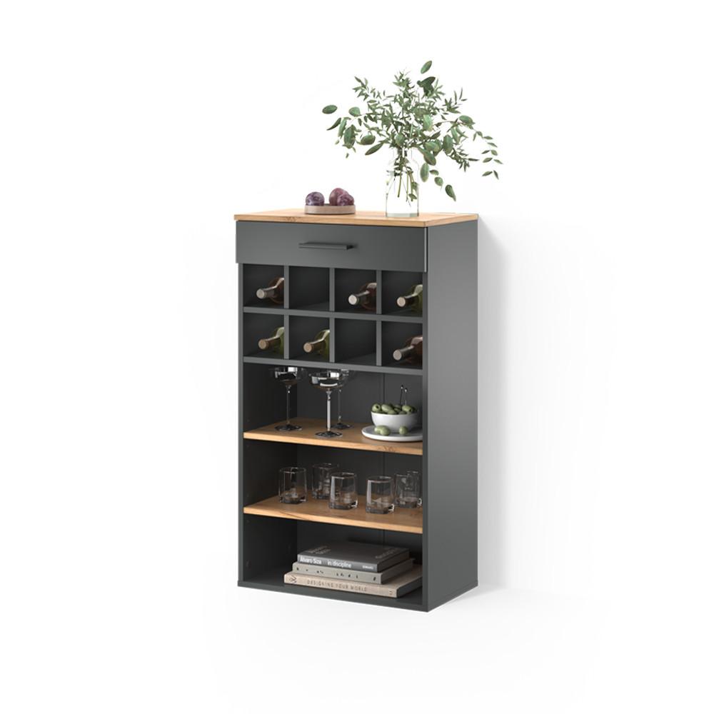 WEINREGAL Regusa Goldkraft Eiche/Anthrazit 60 x 106 cm - Honigeiche/Anthrazit, Holzwerkstoff (60/106/34.5cm) - Livinity®