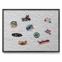 MAGNETTAFEL 80x60 cm Schwarzer Rahmen Ziegelwand Helle Wand - Schlammfarben, Metall (80/60/0.4cm) - TULUP