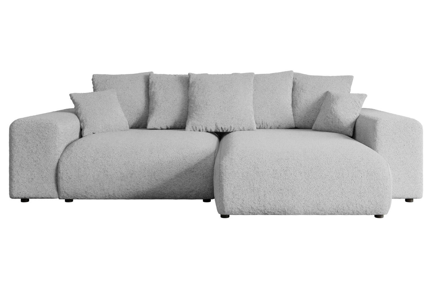ECKSOFA Ottomane rechts ESKAR-L 266x176x72 Hellgrau Bouclé - Hellgrau/Schwarz, Holzwerkstoff/Kunststoff (176/266cm) - ALTDECOR