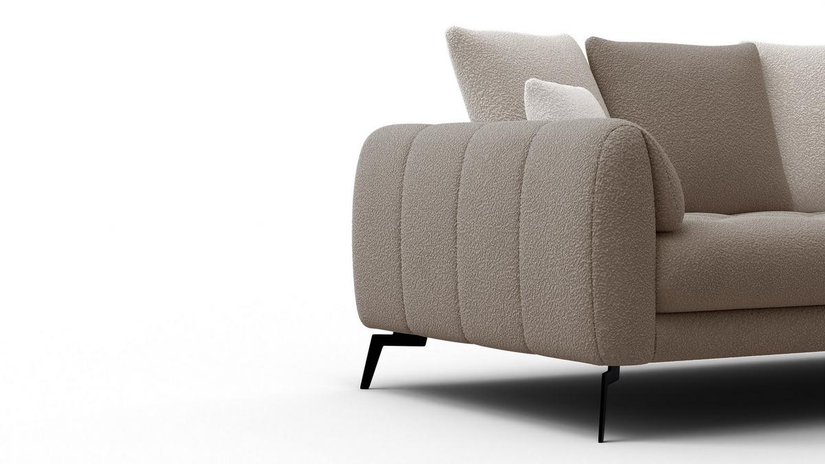 SOFA CALME 2,5-Sitzer, beige und écru - Beige/Schwarz, Holz/Textil (199/92/108cm) - Wozimo