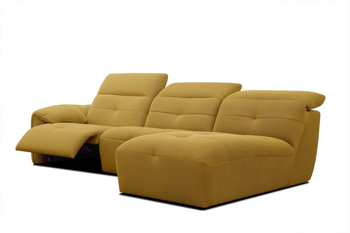 ECKSOFA TRENTO 4-Sitzer mit 1 Relaxfunktion, gelb - Gelb/Schwarz, Holzwerkstoff/Kunststoff (262/165cm) - Wozimo