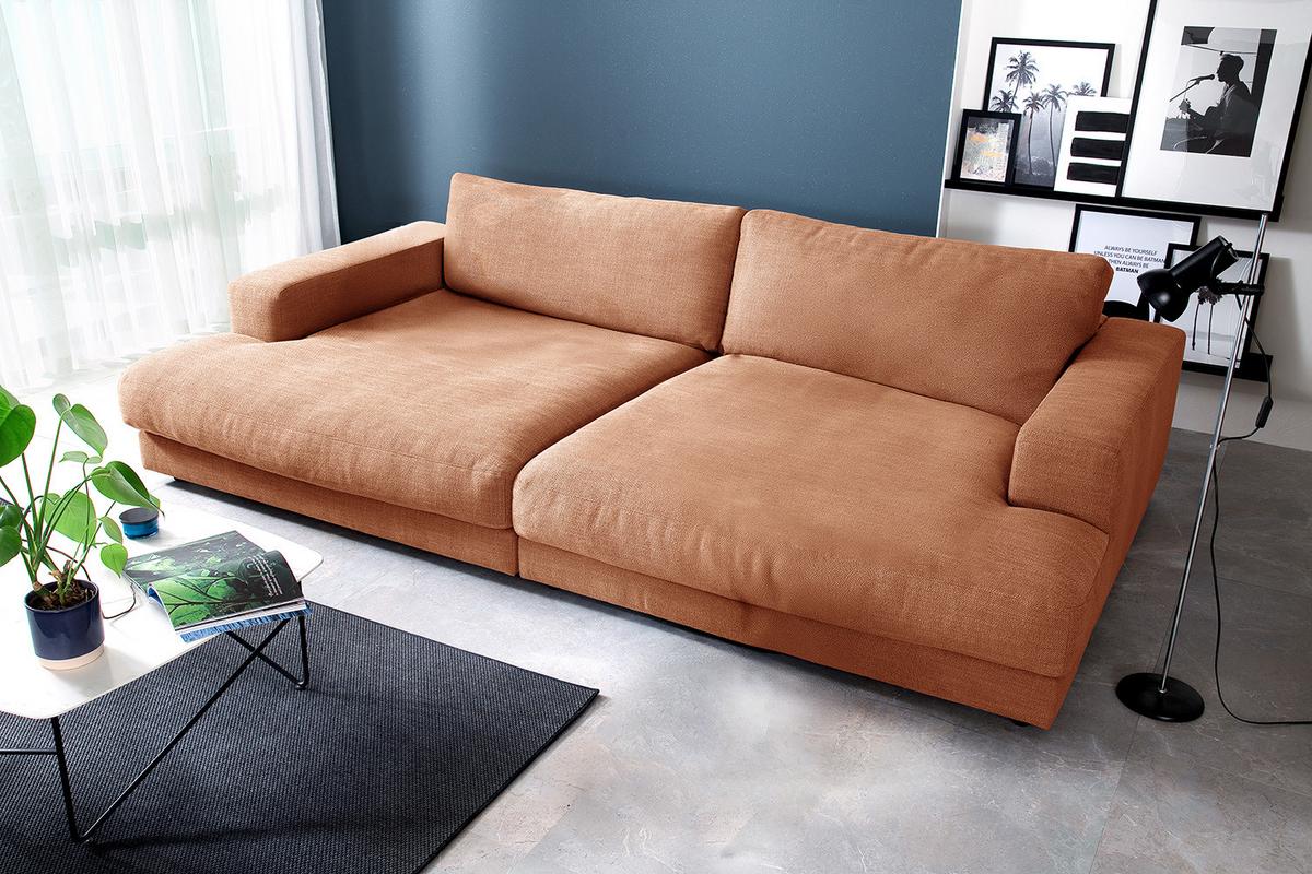 BIG SOFA MADELINE Braun Webstoff - Schwarz/Braun, Kunststoff/Textil (290/85/170cm) - KAWOLA