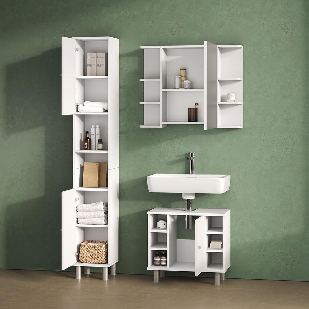 WASCHBECKENUNTERSCHRANK Fucino Weiß Hochglanz 60 x 54 cm - Weiß Hochglanz, Holzwerkstoff (60/54/32cm) - Livinity®