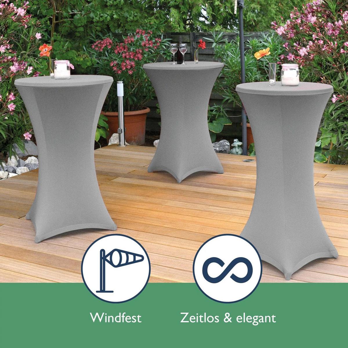 STEHTISCH Bellini Ø 70cm Schwarz mit Stella Stehtischhusse Ø 70cm Silber - Schwarz Hochglanz/Silberfarben, Metall (70/70/110cm) - Beautissu 