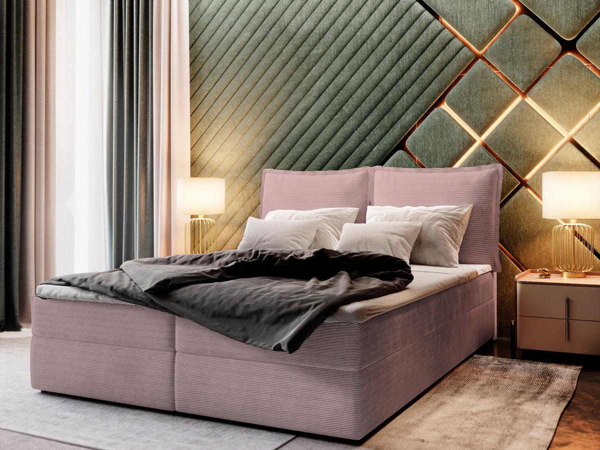 BOXBETT LENTE 180x200 cm mit Matratze und Topper - Rosa - Rosa, Holz (180/200cm) - MASSENO
