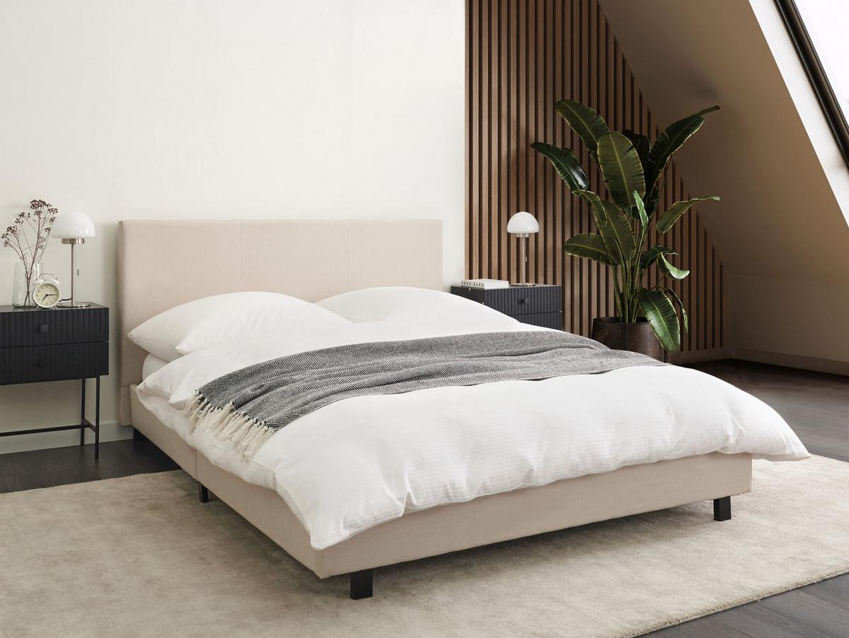 POLSTERBETT mit Lattenrost 140x200 cm Beige Albi - Beige, Textil (140/200cm) - Beliani