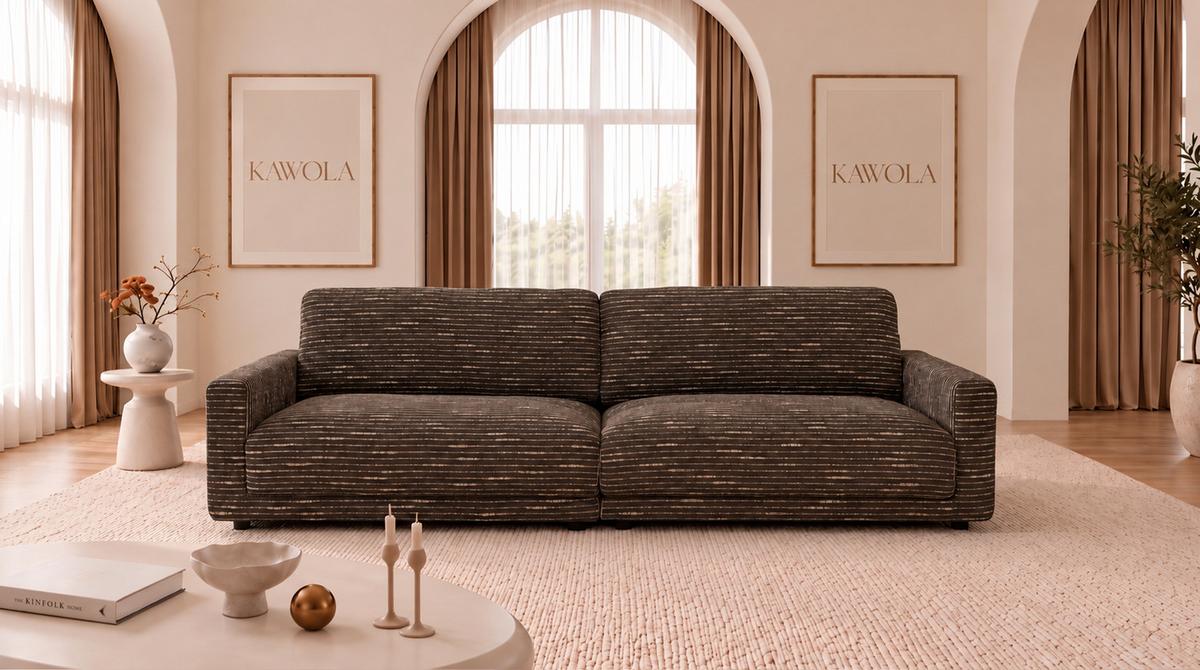 SOFA MARLIN Braun Flachgewebe - Schwarz/Braun, Kunststoff/Textil (262/80/100cm) - KAWOLA