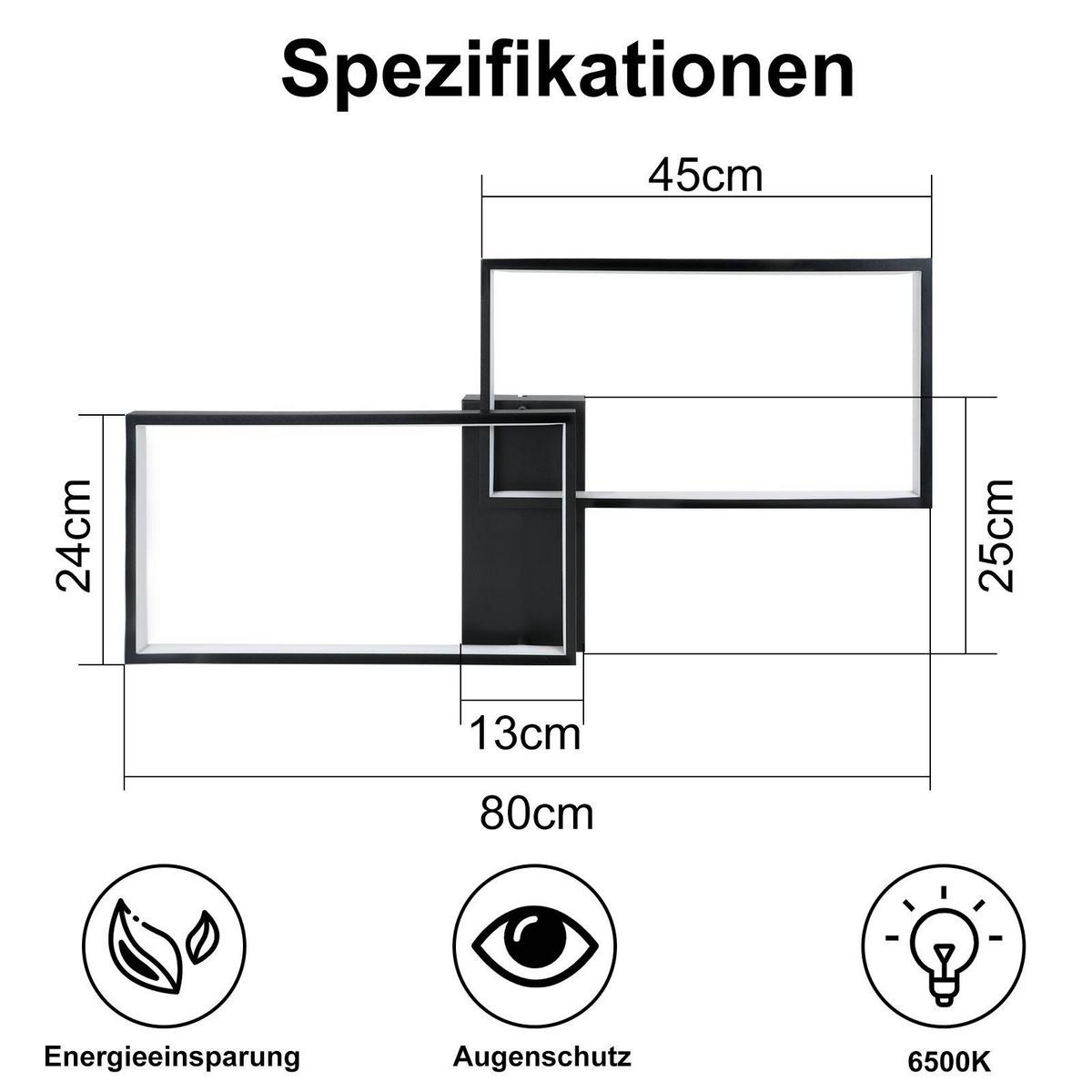 LED-DECKENLEUCHTE Edith 80/39/7.5 cm - Schwarz, Kunststoff (80/39/7.5cm) - Nettlife