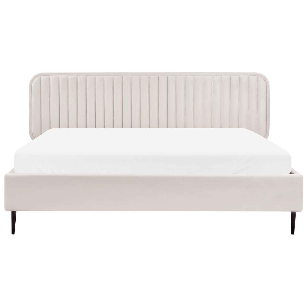BETT mit Lattenrost 180/200 cm Beige Brin - Beige/Schwarz, Textil (180/200cm) - Beliani