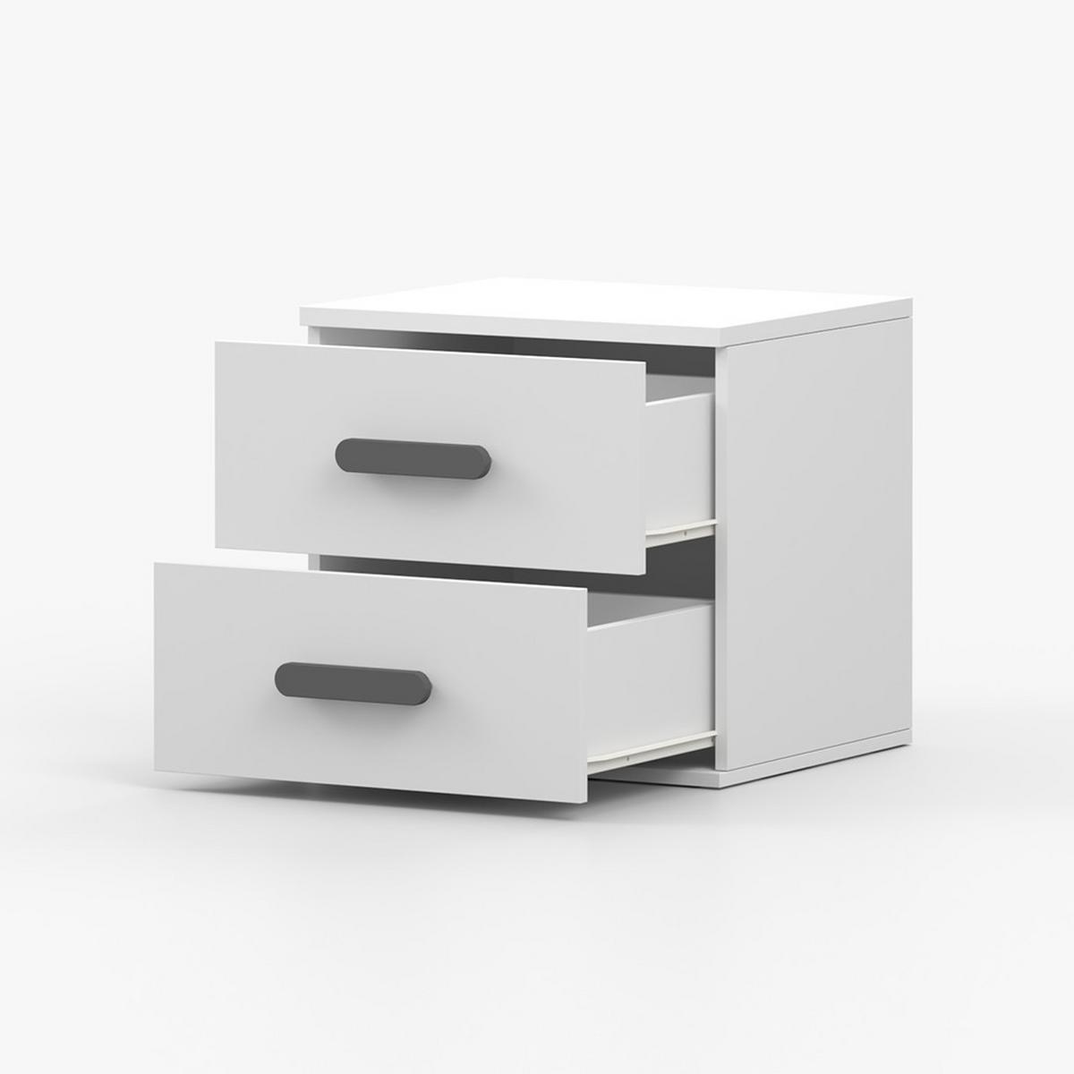 NACHTTISCH JONAS I 22, 55/51/44, 2 Schubladen, weiß - Weiß, Holzwerkstoff (55/44/51cm) - imoebel24