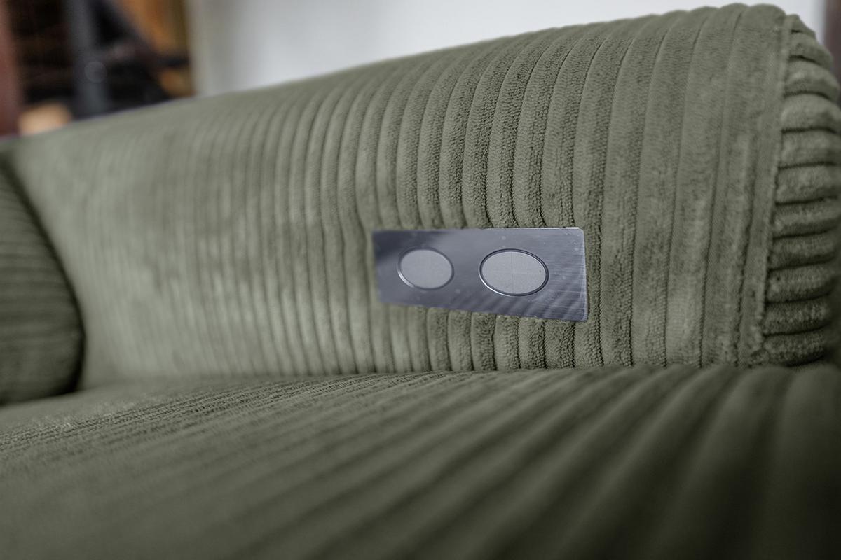 ECKSOFA LAISKA Grün Cord - Schwarz/Olivgrün, Textil/Metall (282/177cm) - KAWOLA