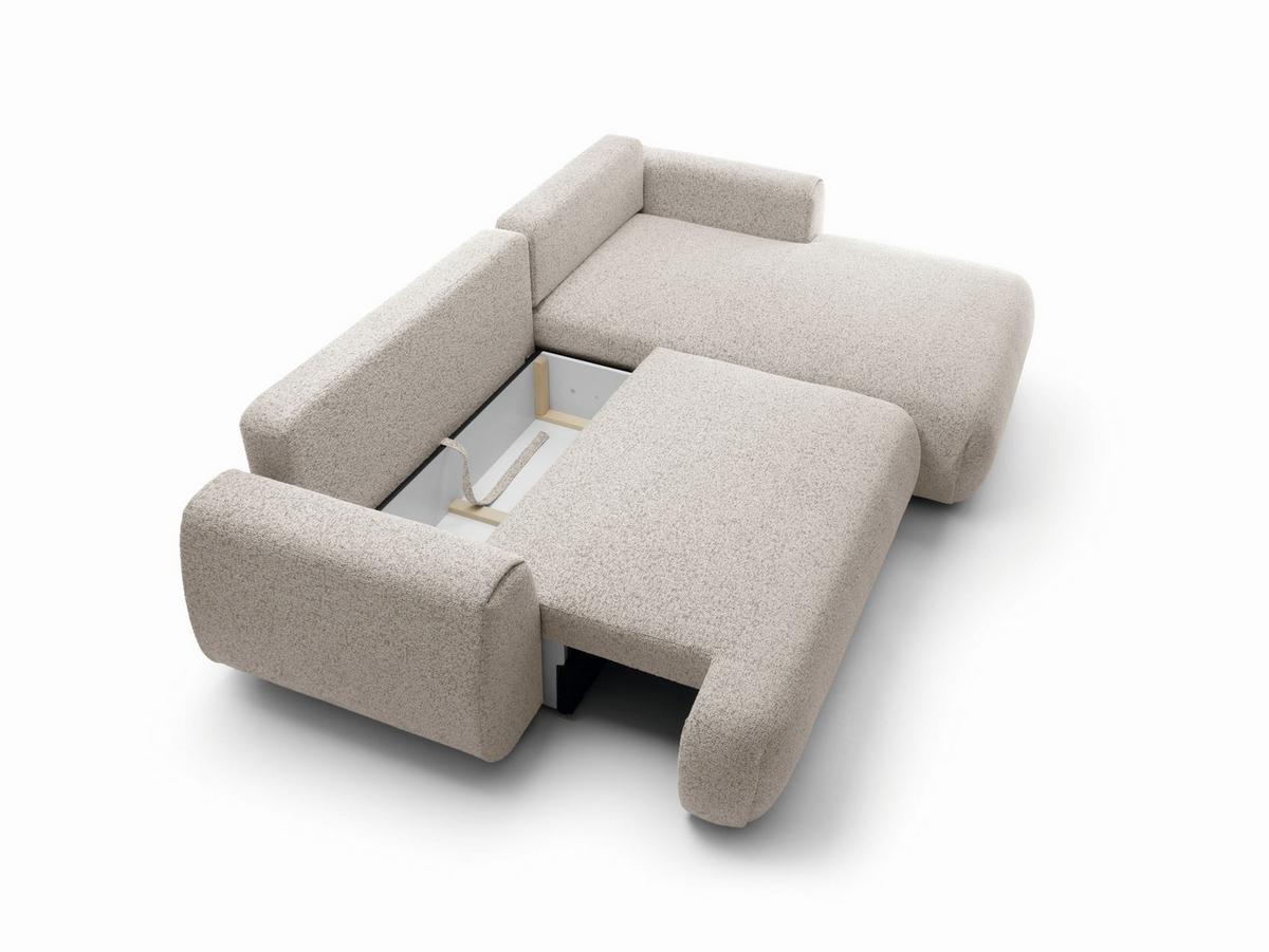 ECKSOFA ZEST Grau Geflochtener Stoff mit Schlaffunktion - Grau, Holz (270/167cm) - MASSENO