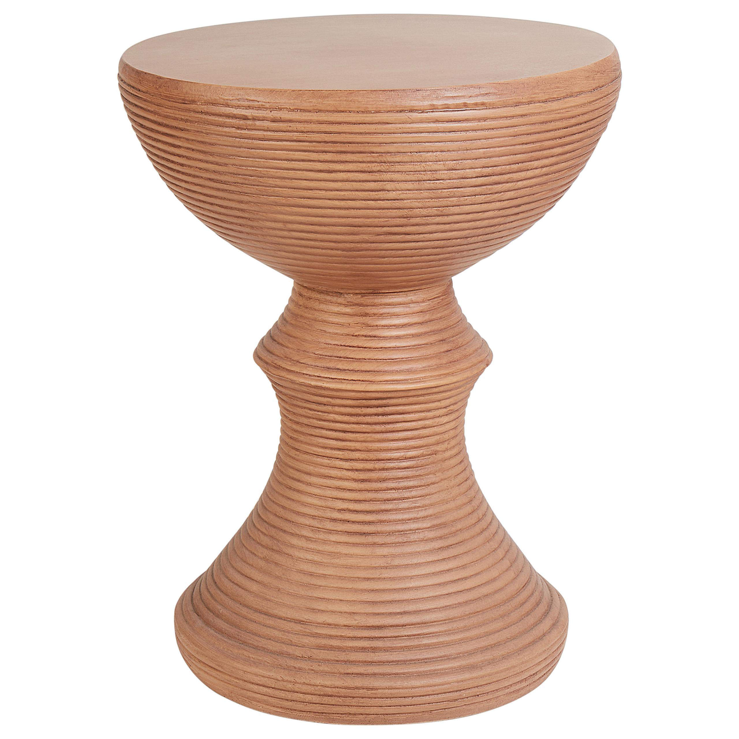 BEISTELLTISCH Beton heller Holzfarbton rund 40 cm Caldaro - Hellbraun, Stein (40/40/53cm) - Beliani