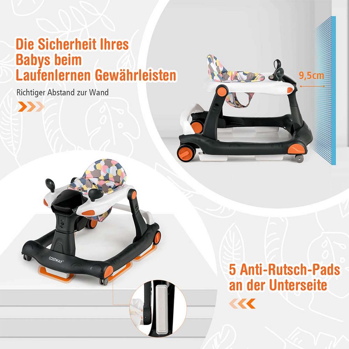 LAUFLERNHILFE Kappbar Schwarz - Schwarz, Kunststoff (73/55/60cm) - COSTWAY