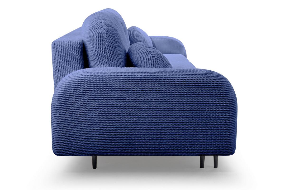 BETTSOFA VIVO Blau Geflochtener Stoff mit Schlaffunktion - Blau, Holz (230/95/102cm) - MASSENO