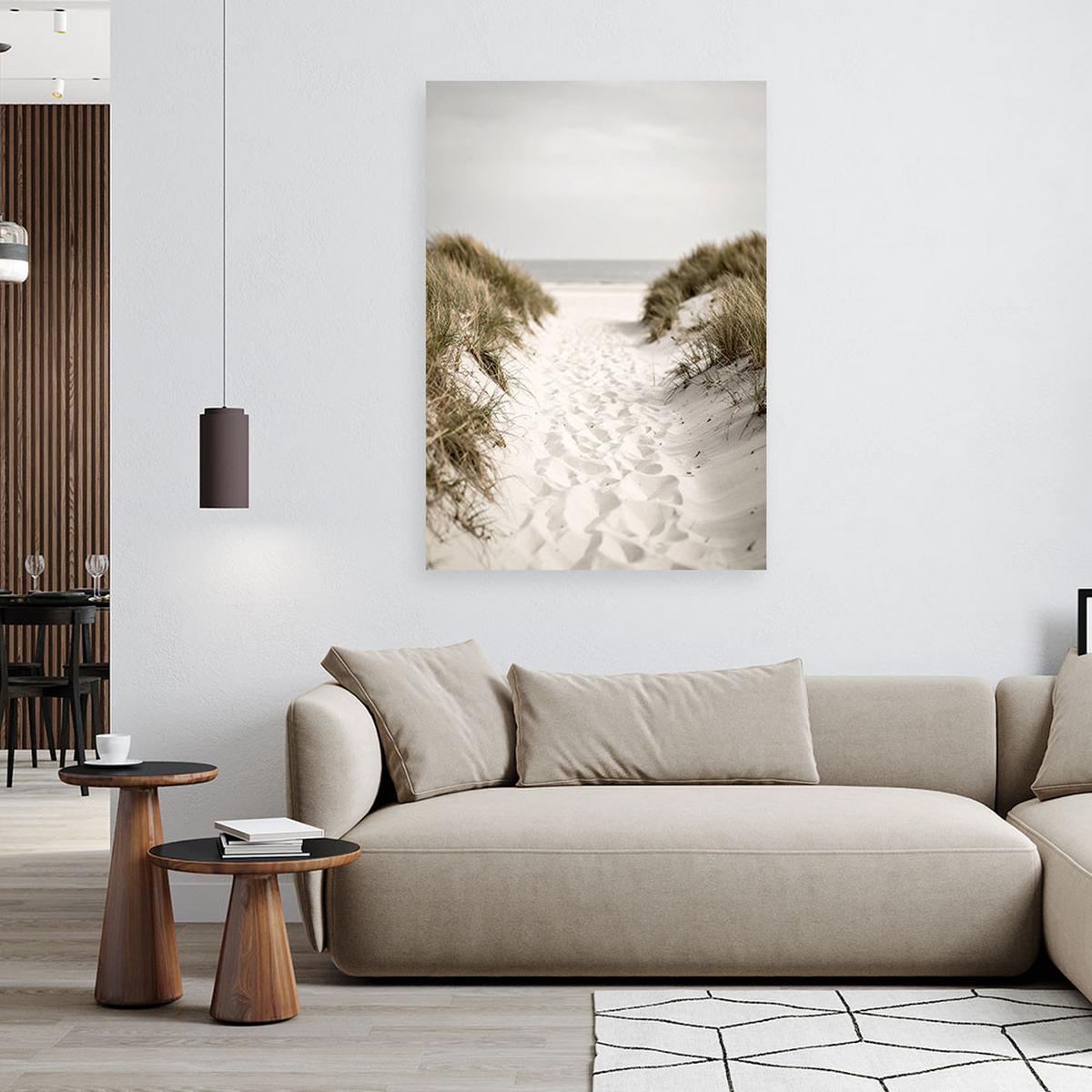 LEINWANDBILD Weg zum Strand Dünen Landschaft 40x60cm - Beige, Textil (40/60cm) - Feeby