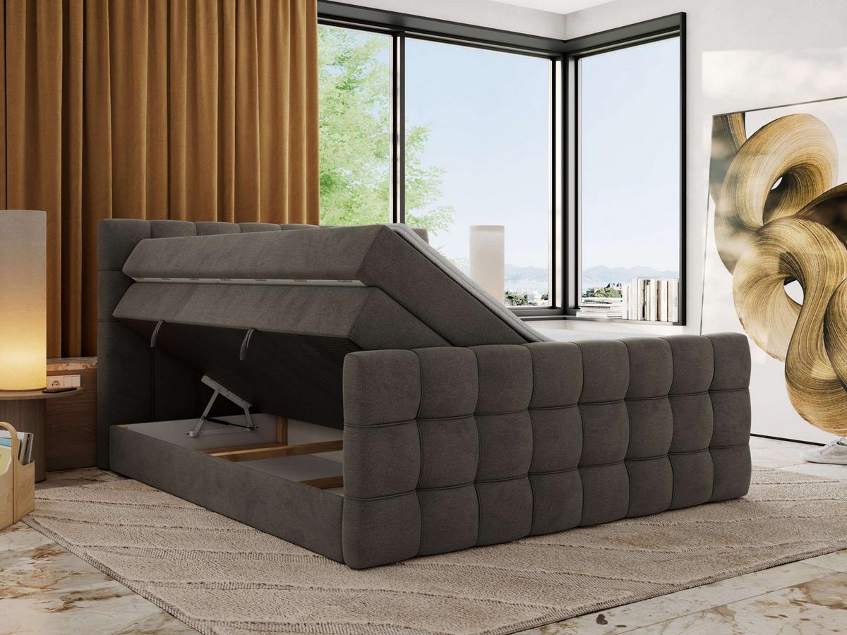 BOXSPRINGBETT ALTIVO KING DUO 120/200 - Dunkelgrau Velvet - H4 - Anthrazit, Textil (120/200cm) - MKS
