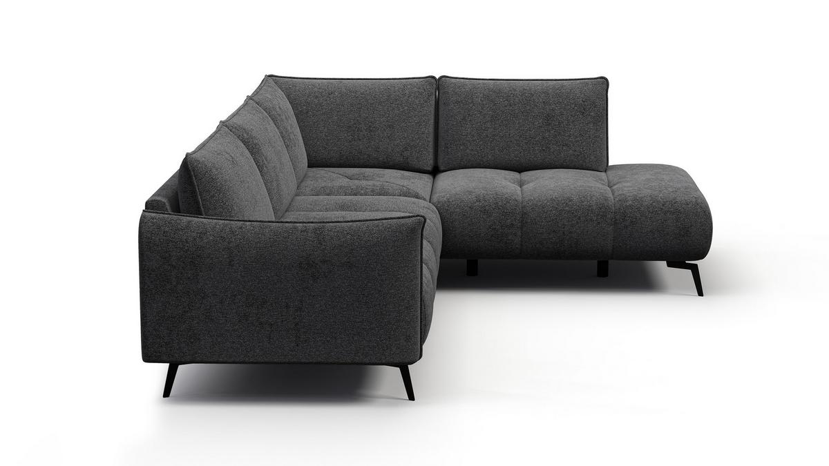 ECKSOFA AERA 5-Sitzer rechts, dunkelgrau - Dunkelgrau/Schwarz, Holz/Textil (268/206cm) - Wozimo