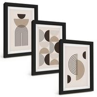 BILDER SET 3er Set - 20x30 cm Schwarzer Rahmen - Abstrakte Minimalismusmuster - Schwarz, Kunststoff (20/30cm) - TULUP