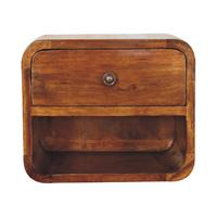 NACHTTISCH mit einer Schublade, Wandmontiert, 1 Schublade, 1 offenes Fach, braun - Kastanienfarben/Messingfarben, Holz/Metall (30/25/25cm) - Artisan Furniture