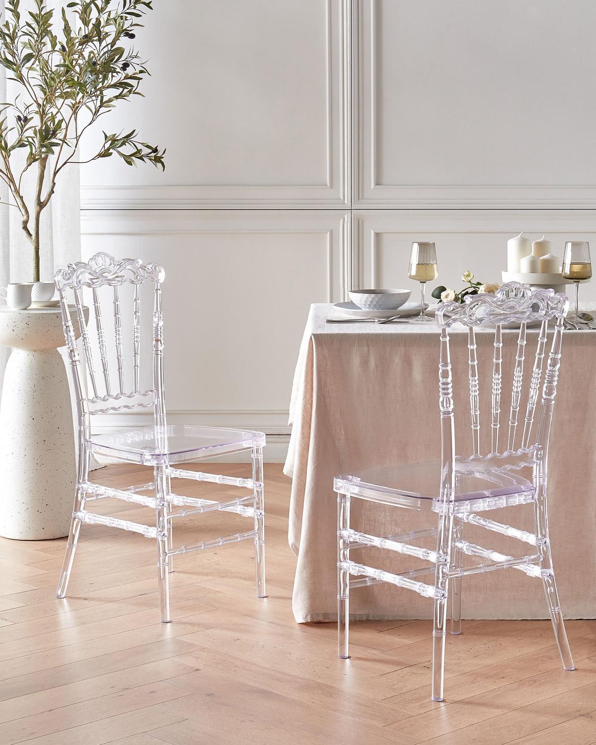 BANKETTSTUHL 2er-Set Transparent Mendon - Transparent, Kunststoff (41/95/41cm) - Beliani