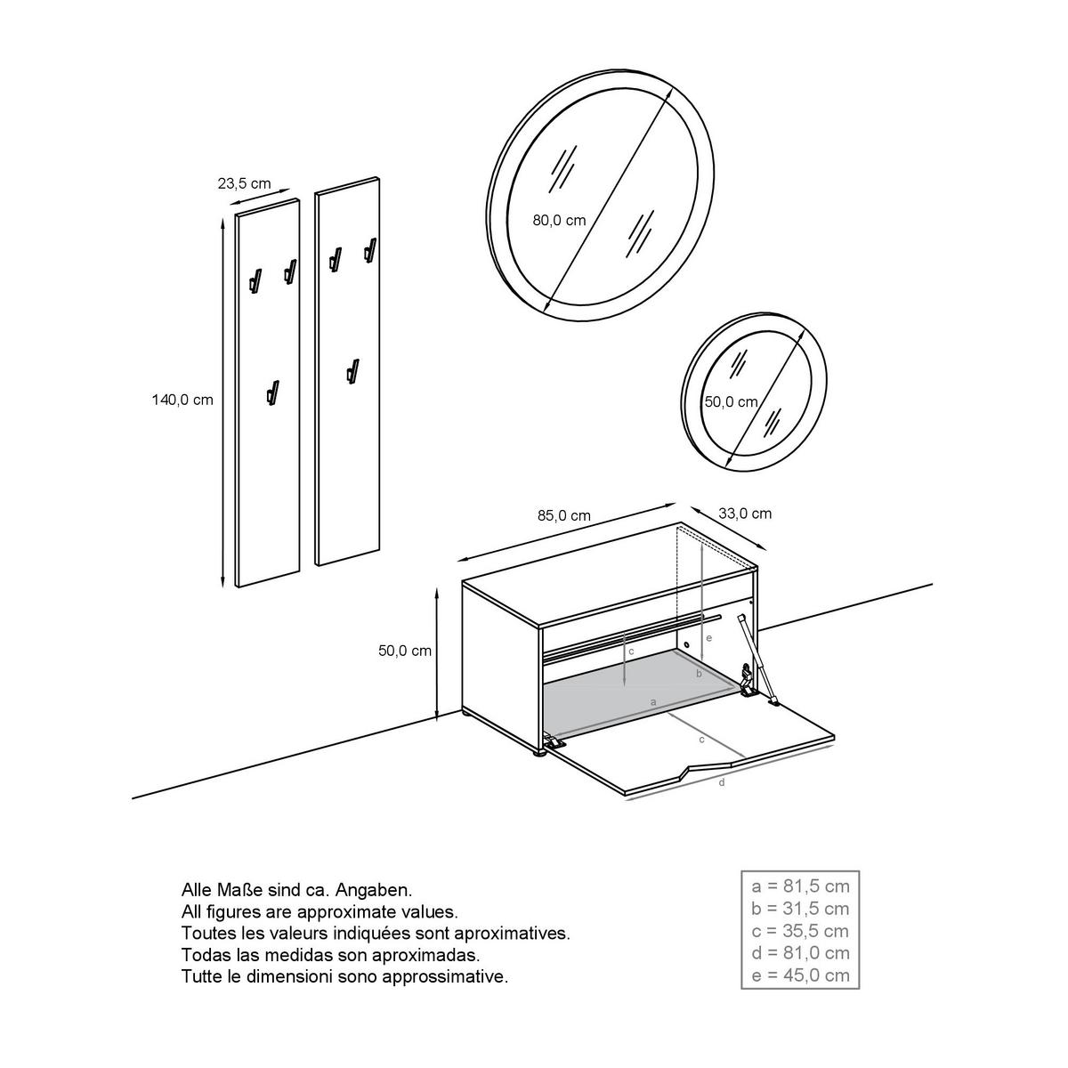 GARDEROBE Espoo Beton Oxid Optik - Hellgrau, Holzwerkstoff (200/200/33cm) - Vladon
